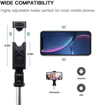 3 în 1 Selfie Stick Extensibil Selfie Stick Trepied cu Detasabila Bluetooth de la Distanță fără Fir Suport de Telefon pentru telefon