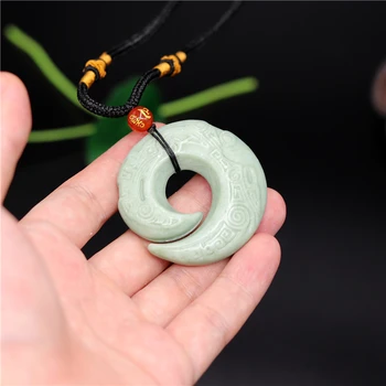 Naturale Chineză Noroc Pandantiv din Jad Alb Verde Colier Farmec Bijuterii de Moda față-verso Sculptate Bărbat Femeie Amuleta Cadouri
