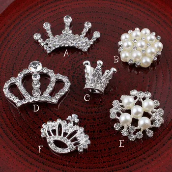 En-gros de aliaj nou coroana de flori cu design hand-made cristale pearl moda butonul DIY ornament decorativ de bijuterii accesorii 12pc