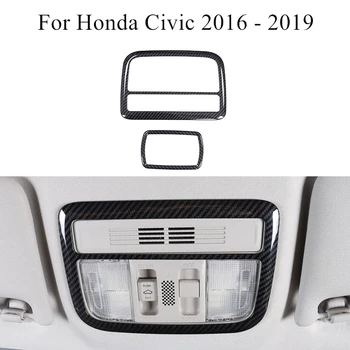 2 buc Acoperiș Masina Lumina de Citit Trim Cadru ABS Fibra de Carbon Chrome Silver Pentru Honda Civic 2019 2018 2017 2016 Accesorii Decor