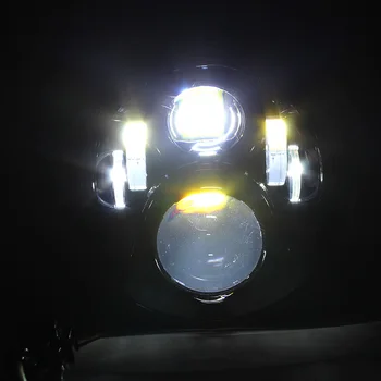 FADUIES 1Psc Negru / Chrome 7 inch rotund Mare / mic Fata LED-uri Faruri Pentru Motociclete Honda CB400 CB500 CB1300 Led far