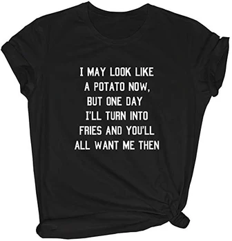 Femeile Grafic Nu Poate Arata Ca Un Cartof Drăguț Amuzant Tricou Amuzant Scrisoare De Imprimare Maneca Scurta Topuri Tumblr Citate Haine