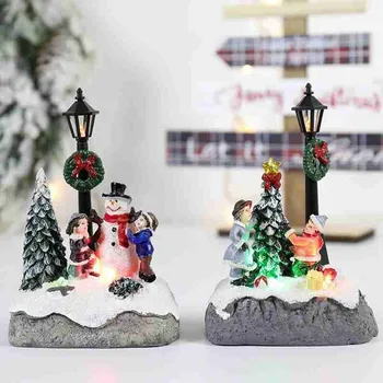 Drăguț de Crăciun LED iluminat Casa de Mână-Pictat Cadou de Vacanță Scena Centerpieces Sat Decor de Lumină Masă D3C2