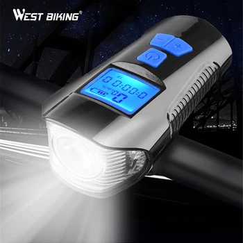 WEST BIKE Biciclete Lumina Impermeabil USB Reîncărcabilă Lanterna LED-uri de Biciclete MTB Calculator Viteză Ciclism Bell Claxon Lampă de Cap