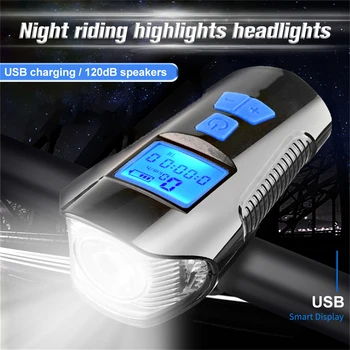 WEST BIKE Biciclete Lumina Impermeabil USB Reîncărcabilă Lanterna LED-uri de Biciclete MTB Calculator Viteză Ciclism Bell Claxon Lampă de Cap