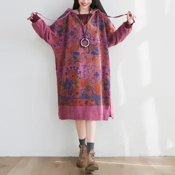 Plus dimensiune Nouă 2021 Moda Etnice Imprimare Femei din Bumbac Maxi rochie doamnelor sex feminin cârpe t039