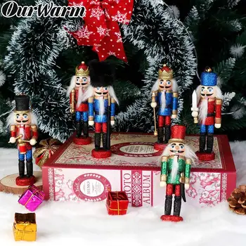 OurWarm 6Pcs mai Multe Culori de Crăciun din Lemn spargatorul de Nuci Miniaturale de Decor din Lemn de Artizanat din Lemn spargatorul de Nuci pentru Decor Pom de Crăciun