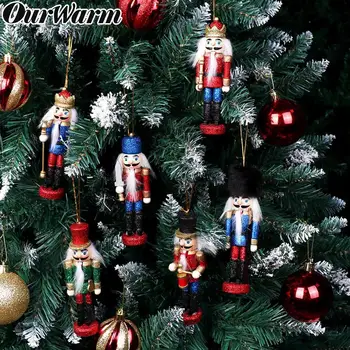 OurWarm 6Pcs mai Multe Culori de Crăciun din Lemn spargatorul de Nuci Miniaturale de Decor din Lemn de Artizanat din Lemn spargatorul de Nuci pentru Decor Pom de Crăciun