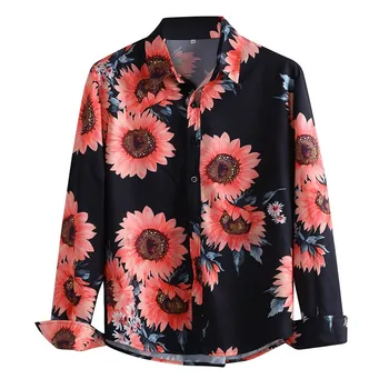 Camisa Masculina Cămașă Hawaiană Oameni De Cauzalitate Florale Imprimate Tricou Cu Maneci Lungi, Se Potrivesc Slim Flori Streetwear Bluza De Sus