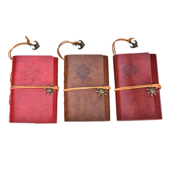 3 Culori de Epocă Jurnal de Notebook-uri Pirat de Ancorare Decor de călătorie Cărți Notă Notepad Planner din Piele PU de Acoperire Gol Notebook-uri