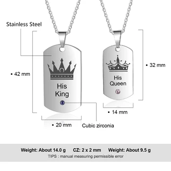 Personalizate Coliere de Moda din Oțel Inoxidabil Bijuterii DIY Regele & Regina Piatra Pandantiv Aniversare Promit Cadou pentru Cupluri