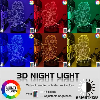 BUNGO CÂINI VAGABONZI DAZAI CARTE 3D Led Anime Lampa de Veghe Iluzia de Schimbare de Culoare Lampă de Masă Pentru Decorare Dormitor
