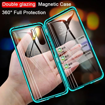 360 de Metal Magnetic Dublu Partea de Sticlă Cazul în care Telefonul Pentru Huawei Honor Mate 30 20 10 Lite P40 P30 P20 Pro 8X 9X Y9 PSmart Z 2019 Acoperi