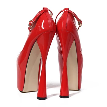 Femei de moda Pompe de Pantofi Peep Toe Înălțime Platformă Extrem Tocuri inalte 19CM Club de noapte, Petrecere de Seara, de Nunta Fetiș Pantofi Negru Rosu