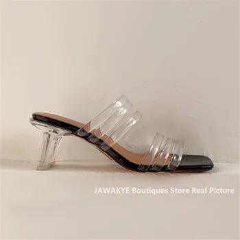 Vara cu Toc Papuci Femei Sexy Transparent Clar Sandale Pista de Design de cristal Papuci Flip Răstoarnă Femeie pantofi de plaja