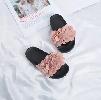 2019 Vara Noi Fetele Papuci de Moda Flori Flip Cuvinte Copiii Acasă papuci Marimea 26-36Korean Copii Valul sandale Sandale