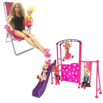 NK 2 Buc / Set Papusa Jucărie Casual Scaun Pliant Canapea Fotoliu Slide Leagăn Echipamente de Divertisment Pentru Barbie 1/6 Joc Papusa Casa