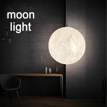 LED 3D de Imprimare Luna Pandantiv Lumini Pentru Camera de zi de Decorare Restaurant de Iluminat corp de Iluminat Copil Agățat Lămpi