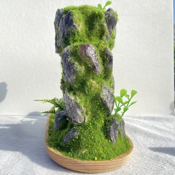 Naturale de Piatră Originale, Ametist Munte, Ametist Creative Peisaj, Acasă, Birou, Simulate plante Verzi, Bambus placa de baza