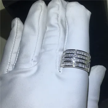 De lux inel argint 925 forma de T AAAAA Cubic Zirconia de Logodna Nunta Trupa Inele pentru femei barbati Petrecere Bijuterii