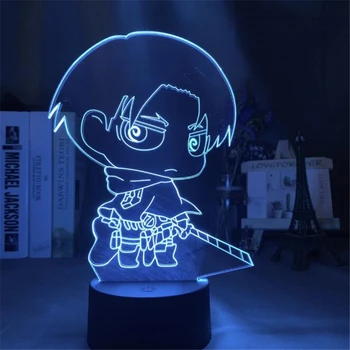 Atac pe Titan Vizuale 3D Lampa Eren Yeager Figura Acrilice LED Masă Lampă de Desene animate Anime Copii Lumina de Noapte Pentru Decorarea Camerei Cadou