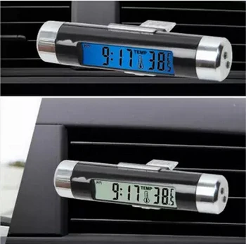Portabil 2in1 de Evacuare a Aerului Clip-on Auto LCD Digital Auto Ceas + Termometru Temperatura Indicatoare
