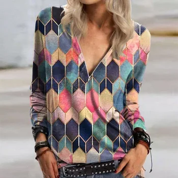 2020 Toamna Casual Pentru Femei Bluza Tricouri Retro V Gât Butonul Maneca Lunga Topuri Elegante De Birou Doamnelor Plus Dimensiune Bluza Blusa Feminina