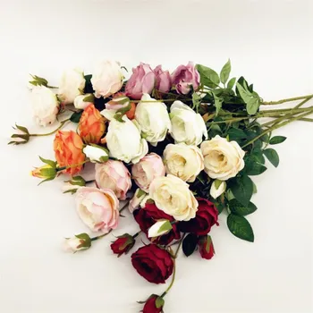 10buc Trandafiri Artificiale șase capete alb/roz/violet/portocaliu/roșu Culoare Rose floare de tulpini florale Nunta