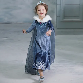 Disney Elsa Printesa Rochie Fete Copii Rochii pentru Fete de Craciun Dress Up Costum Petrecere Maneca Lunga Fete Haine Înghețate ochiurilor de Plasă