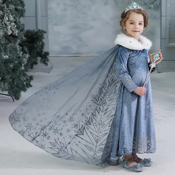 Disney Elsa Printesa Rochie Fete Copii Rochii pentru Fete de Craciun Dress Up Costum Petrecere Maneca Lunga Fete Haine Înghețate ochiurilor de Plasă