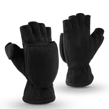 Unisex Convertibile Mănuși De Iarnă Încălzit Polar Fleece Flip Top Mănuși Fingerless Convenabil Termică Manusi