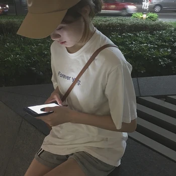 2018 Stil coreean Mai buni Prieteni tv tricouri Femei Violet Alb Stil Estetic Tricou Femei pentru Totdeauna Tineri Scrisoarea Imprimate Topuri