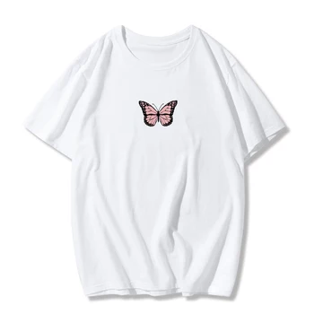 Harajuku Femei T Shirt Fluture de Imprimare de Moda Tricou Femeie Tricou Streetwear Topuri de Vara Haine de sex Feminin pentru Femei T-shirt