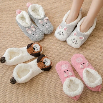 Femelele animalelor papuci confortabil moale podea acasă pantofi de interior plat pluș cald papuci pentru fete de iarna femei papuci 2020