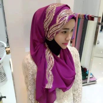 Fblus clurs dubai călătorie stralucitor eșarfă moschee văl de Femei Chiffion Bloc de Culoare de Moda Hijab Eșarfă Șal