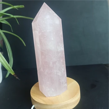 5.5 ninch turale cristal de cuarț obelisc de vindecare wicca pur handmade rose cuarț lampă acasă decorare cadou de vacanță