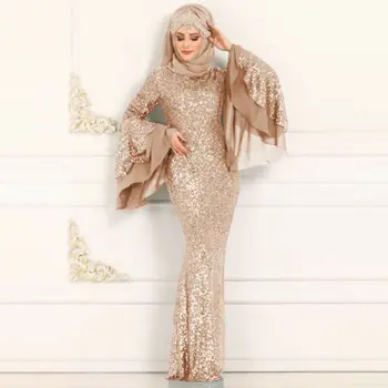 Retro Dubai Stil Elegant Rochie Chic Femei Flare Sleeve Musulmana Islam Caftan cu Rochii Maxi Rochie Lungă, Halat de Rochie Sirena vestidos de