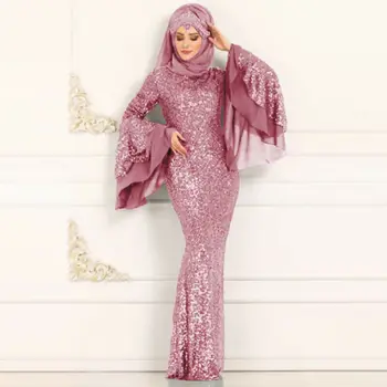 Retro Dubai Stil Elegant Rochie Chic Femei Flare Sleeve Musulmana Islam Caftan cu Rochii Maxi Rochie Lungă, Halat de Rochie Sirena vestidos de