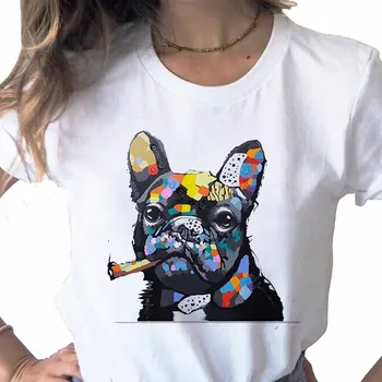 Noi Vara Bulldog francez Tipărite tricou Femei de Desene animate Drăguț tricou Pit Bull Tricou Top de sex Feminin Frances Ciobanesc German T shirt_