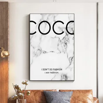 Modern Alb-Negru de Moda Coco Citate Postere si Printuri Vogue Imagini de Imprimare Panza Pictura pentru Camera de zi Decor Acasă