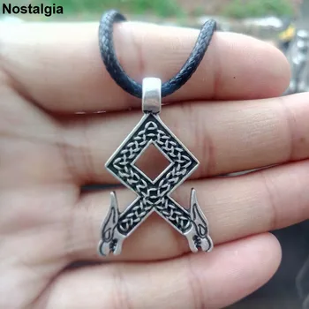 Viking Lup Amuleta Runic Runa Fehu Nordici Talisman Irlandez Noduri Bijuterii Goth Barbati Colier