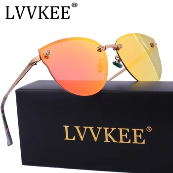 LVVKEE 2020 Brand Designer de ochelari de Soare Polarizat fără ramă Femei Ochelari Cadru Metalic Steampunk Anti fierbinte Orbire Ochelari de protectie uv400
