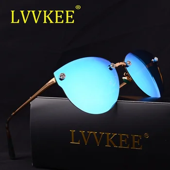 LVVKEE 2020 Brand Designer de ochelari de Soare Polarizat fără ramă Femei Ochelari Cadru Metalic Steampunk Anti fierbinte Orbire Ochelari de protectie uv400