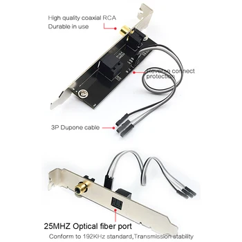 24Bit 192KHz Fiica Card de Fibra Optica SPDIF Coaxial Digital Sound Card Șicane Digital Șicane
