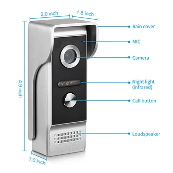 4.3 inch cu Cablu Video interfon Sistem Vizual Interfon Usa cu IR Night Vison 700TVL de Exterior cu Camera pentru Supraveghere Acasă
