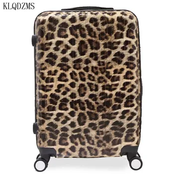 KLQDZMS 20/24/28inch Sexy Leopard bagaje rulare spinner PC Valiza de Călătorie de moda saci de troleibuz pe roți