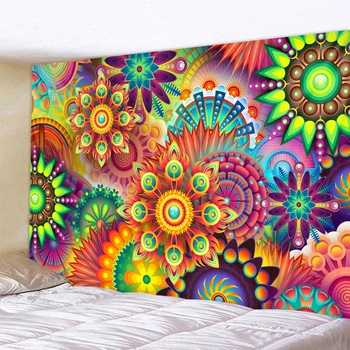 Multicolor Geometrie Mandala Tapiserie Psihedelice Agățat De Perete Boem Tapiserie Murale Indian Florale, Covor De Perete Prosop De Plajă