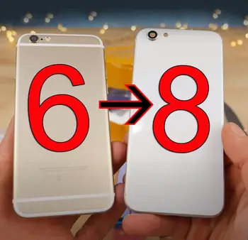 Pentru iPhone 6 8 Corp din Sticlă Spate de Locuințe ,Spate Sasiu Capac de Baterie pentru iphone 6 stil 8 cu Butoane laterale Originale de calitate