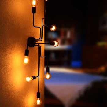 Retro candelabru din fier forjat pentru camera de zi dormitor bucatarie lampa restaurant modern cu led-uri candelabre, corpuri de iluminat