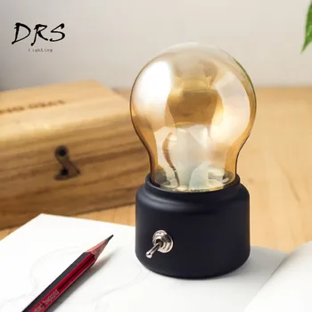 Mini LED Bec Vintage Birou Lampă de Masă Unic de Înaltă Lumină de Protecție a Ochilor de Economisire a Energiei Dimmer USB Reîncărcabilă Retro Lămpi
